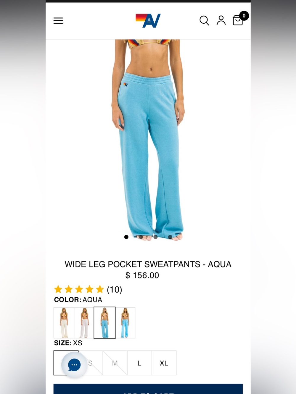 Aviator Nation Wide Leg Pocket Sweatpants Aqua M